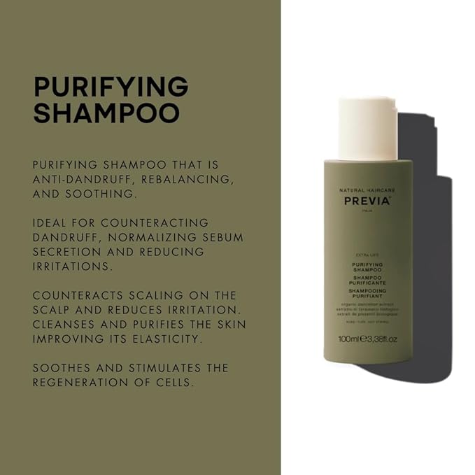 PREVIA Purifying Shampoo for Scalp Health | Purifying & Detoxifying | Nourishing Formula | Vegan & Sulfate-Free | 3.38 oz