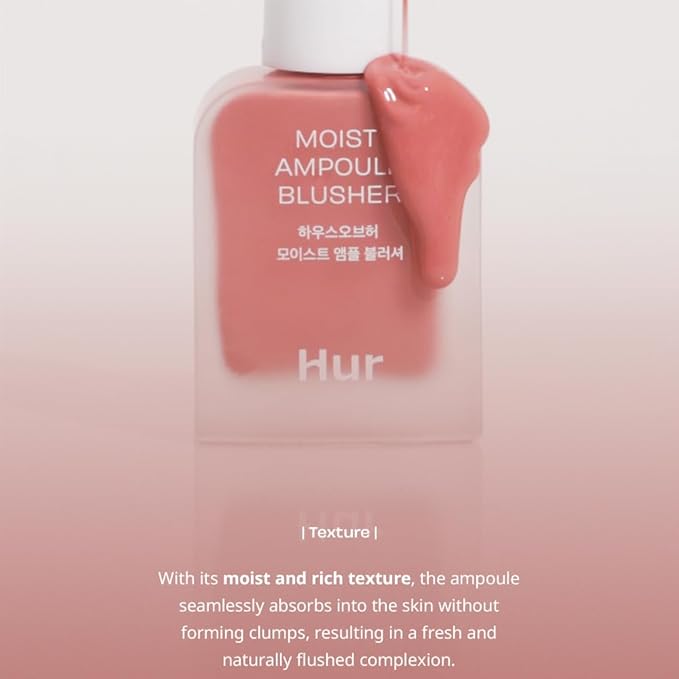 House of Hur Moist Ampoule Blusher, Buildable Water-based Formula, Infused with over 50% moisture essence, no tackiness, long-lasting moisture, weightless feel (04 Lavender Flush, 20ml)