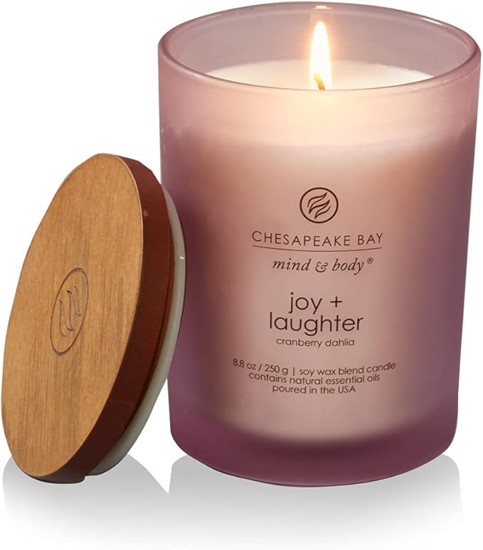 Chesapeake Bay Candle Medium Jar Candles | Joy + Laughter (Cranberry Dahlia) and Confidence + Freedom (Oak Moss Amber) 2 Count Home Décor