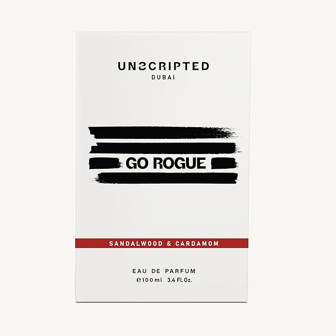 Unscripted Go Rogue - Luxury Arabian Cologne for Men - Long Lasting Perfume from Dubai with Black Tea, Cardamom, Indian Sandalwood, and Bourbon Vetiver Notes - Eau de Parfum - 3.4 oz EDP Spray