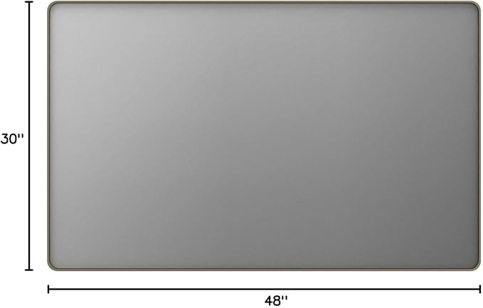 LOAAO 48”X30” Bronze Bathroom Mirrors for Vanity, Rounded Rectangle Brushed Bronze Metal Frame Mirror, Anti-Rust, Tempered Glass, Hangs Horizontally or Vertically