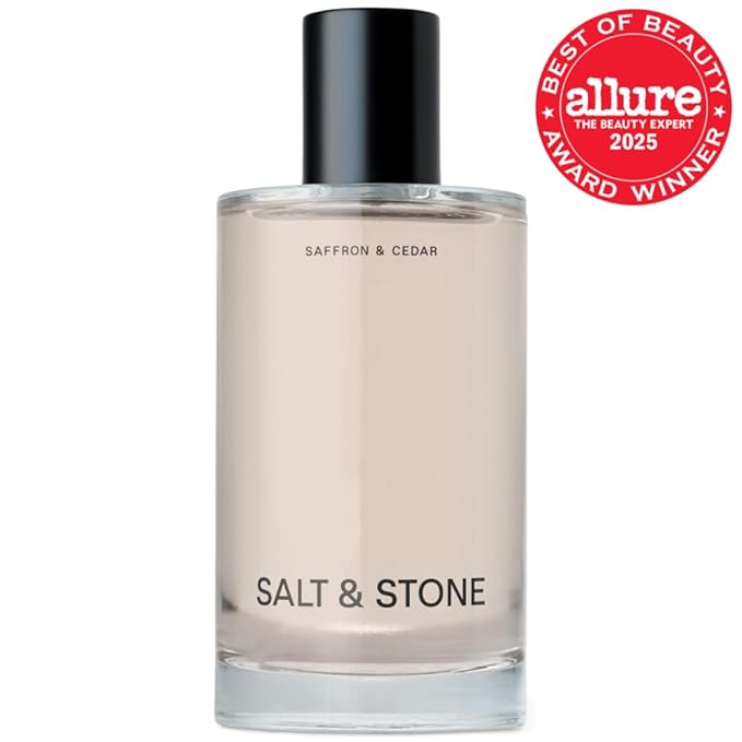 Salt & Stone Body Mist, Saffron & Cedar Scent, Skincare Infused Perfume Hair & Body Spray for Women and Men, Hydrating Fragrance with Glycerin and Red Algae, Vegan, Cruelty Free, 3.4 fl oz
