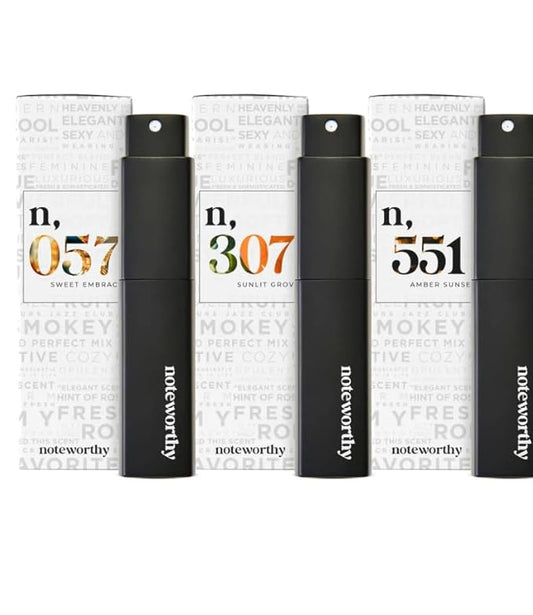 Noteworthy Essentials Trio Travel Spray Bundle – 3-Piece Fragrance Set for Men & Women, Long-Lasting Perfume, TSA-Approved, Perfect for Gift Giving