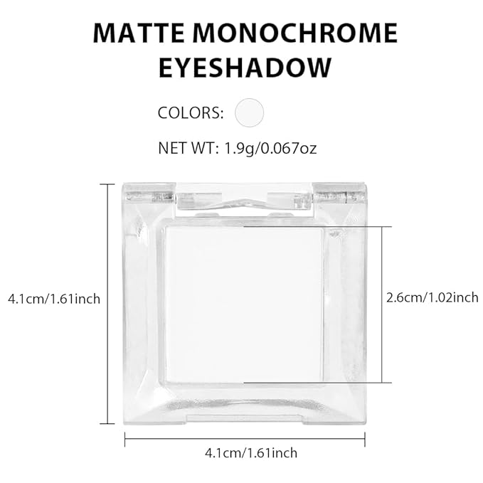 Single Nude White Matte Eyeshadow,Intense Monochrome Eye Shadow,Apply Makeup Easily,Matte Pressed Powder Single Eyeshadow,24 Hour Eye Makeup Longwear Waterproof