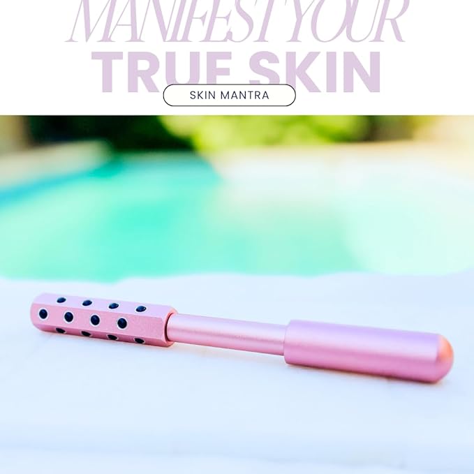 Radiance Roll 24 Germanium Stone Roller for Holistic Skincare to Improved Circulation - Uplift Massaging Beauty with 24 Germanium Stones [Rose Gold]