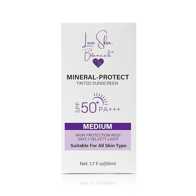 Mineral Protect Tinted Sunscreen SPF 50 PA+++ – Medium Tint | 100% Mineral, Reef-Safe, No White Cast, Chemical-Free, Unscented, Daily Face Sunscreen