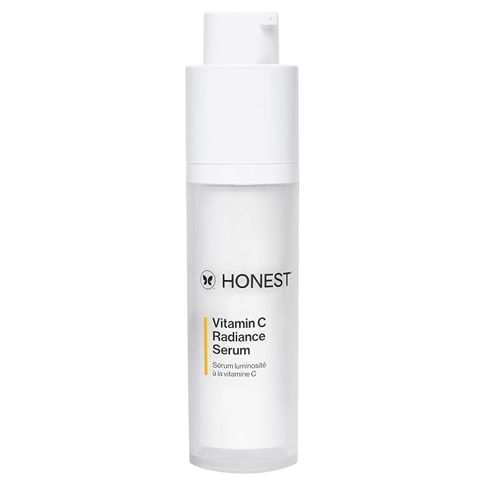 Honest Beauty Vitamin C Radiance Serum | Improves + Brightens Skin Tone and Complexion | Gentle for Sensitive Skin, Fragrance Free, Vegan | 1 fl oz