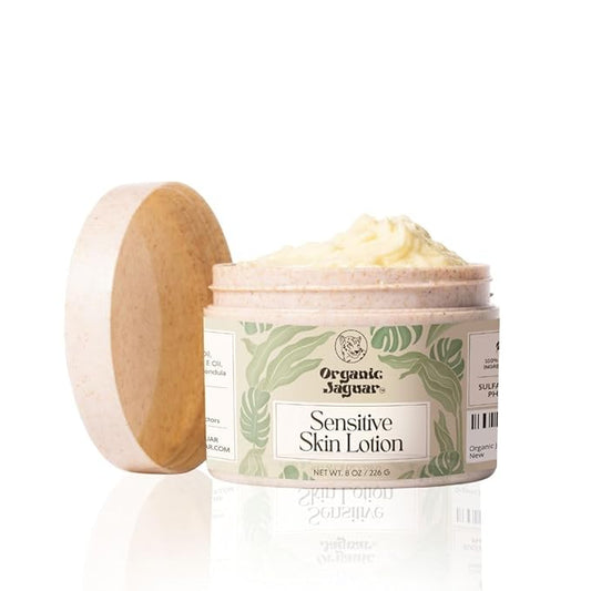 Organic Jaguar Natural Body Lotion for Sensitive Skin, Scent Free, Sulfate & Paraben Free Body Care, Moisturizer With Essential Oils, Vitamin E Oil, Beeswax, Extra Virgin Olive Oil, Raw Honey, 8 oz