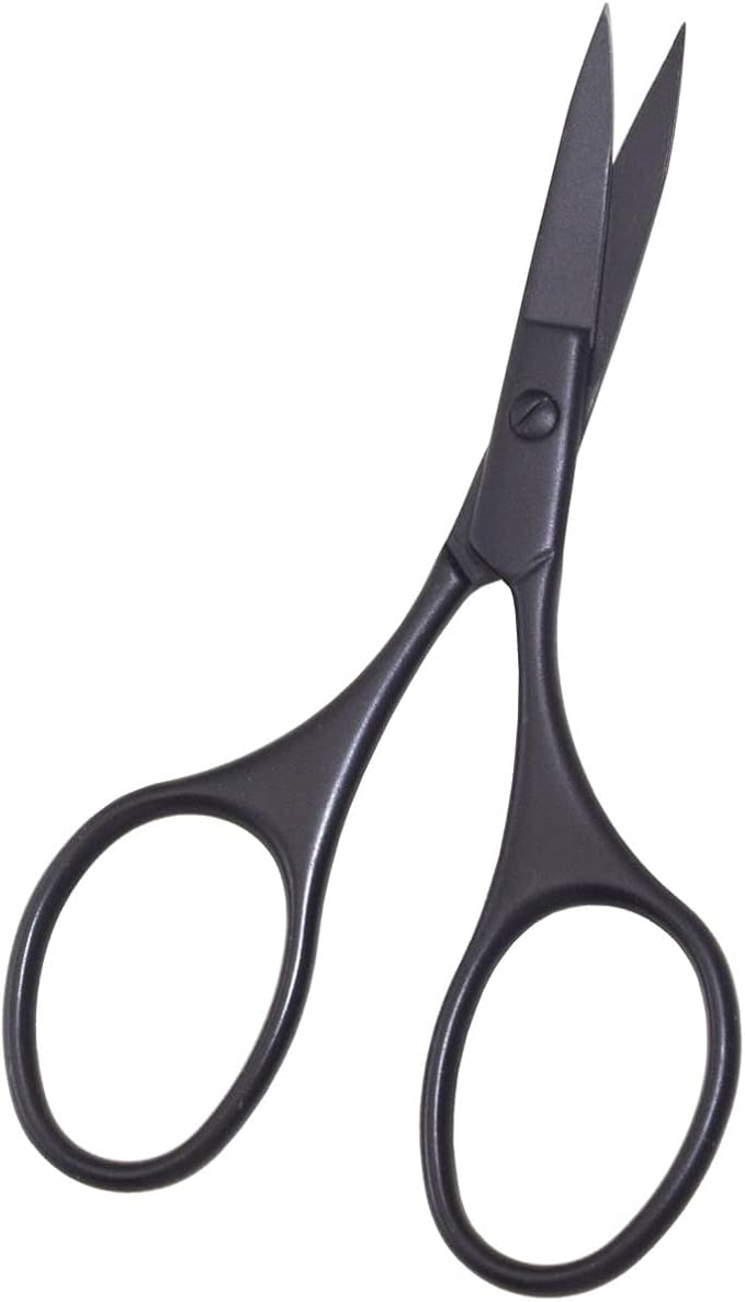 Multicolor Professional Grooming Scissors for Personal Care Facial Hair Removal and Ear Nose Eyebrow Trimming Stainless Steel Fine Straight Tip Scissors 3.9 Inch (Black Set D)