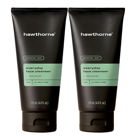 Hawthorne Men's Everyday Face Wash Cleanser With Aloe Extract and Calming Ceramides. For All Skin Types. Natural Ingredients, Vegan, Sulfate Free. 2-Pack, 4 Fl. Oz. Each