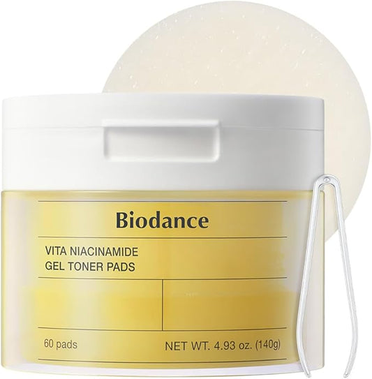 Biodance Vita Niacinamide Gel Toner Pads, Dark Spot Corrector, Evening Skin Tone, Gentle Exfoliating Toner Pads with Vitamin C, Korean Skincare, Stocking Stuffersㅣ4.93 fl.oz.(140g)*60Pads