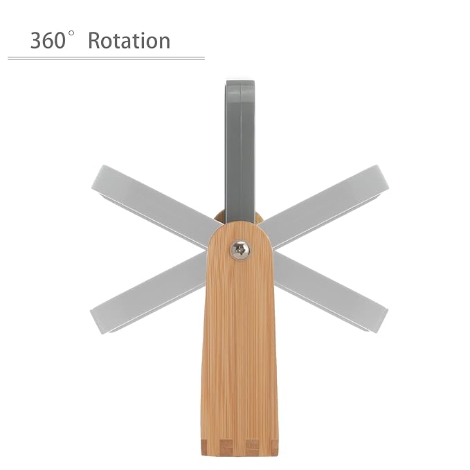 YEAKE Double Sided 3X Magnifying Makeup Mirror with Bamboo Stand,Small Desk Table Mirror with 360° Rotation,Standing Portable Cosmetic Mirror,Good for Shower,Shaving and Traveling-Grey