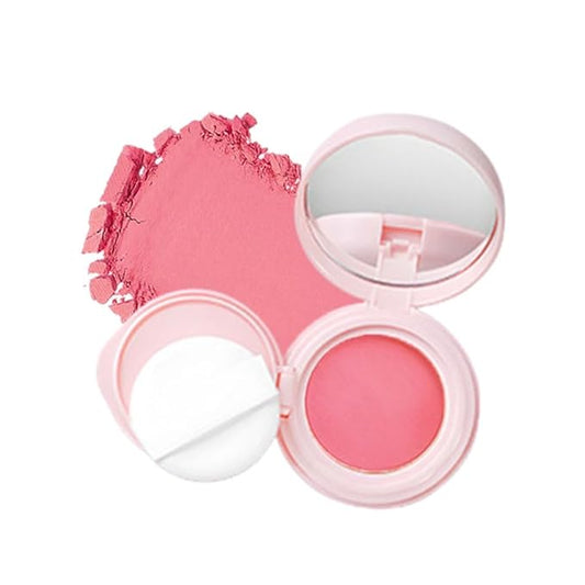 Powder Matte Blush Cheeks Face Makeup for Women With Mirror and Powder Puff Monochrome Blushes Lightweight,Smooth,Blendable,Fade and Transfer-Resistant Baked Blush,Effortless Matte Natural Finish