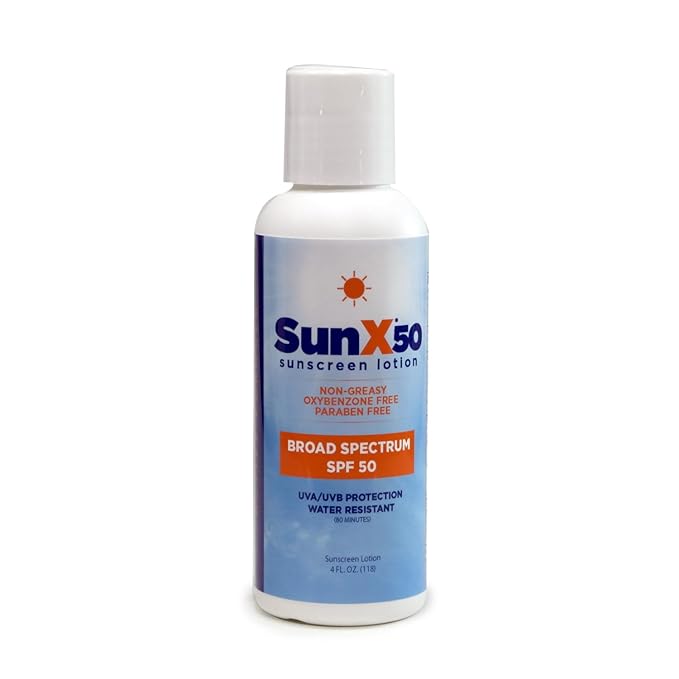 CoreTex Sun X 50 SPF Broad Spectrum Sunscreen Lotion - 4oz Bottle of Paraben, Oxybenzone, Octinoxate, & Oil Free Sunscreen - No White Cast and Water Resistant Up to 80 Minutes
