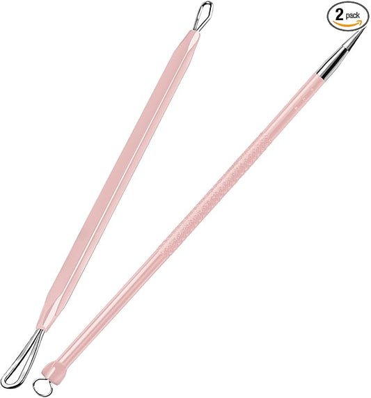 Teenitor Pimple Extractor Acne Treatment Tool Blackhead Comedone Removal 2-in-1 Popper Tool for Face Blackhead Extractor Tool Pink