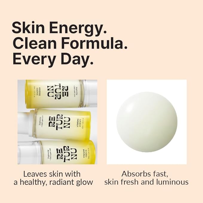 Vitatone Essence, Vitamic C Serum with 5% Niacinamide & Jeju Green Tangerine, for Glass Skin, Clarifying, Radiant Complexion, Fast Absorbing, Korean Skincare (30ml / 1.01 fl. oz)