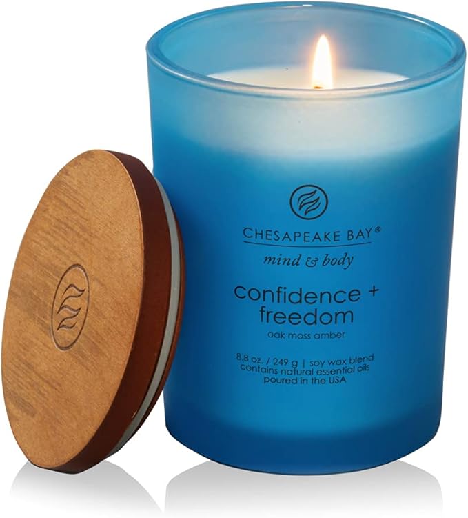 Chesapeake Bay Candle Medium Jar Candles | Joy + Laughter (Cranberry Dahlia) and Confidence + Freedom (Oak Moss Amber) 2 Count Home Décor