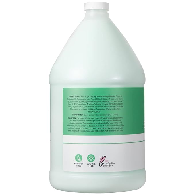 Ginger Lily Farms Club & Fitness Soothing Butter Lotion for Dry Skin, 100% Vegan & Cruelty-Free, Aloe Vera Scent, 1 Gallon (128 fl oz) Refill