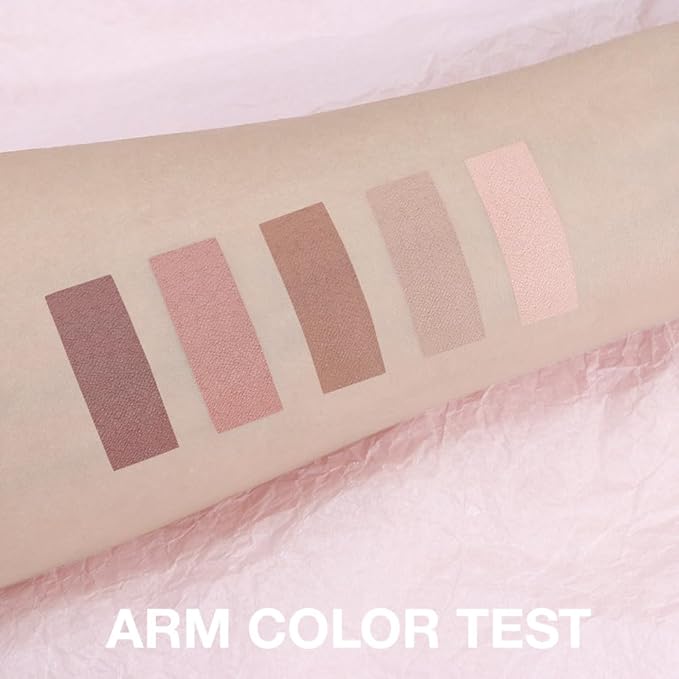 5 Colors Matte Eyeshadow Makeup Palette,Nude Pink Light Dark Brown Natural Neutral Eye Shadow Palette,Long Lasting Waterproof Naturing-Looking Women Girls Eye Shadow