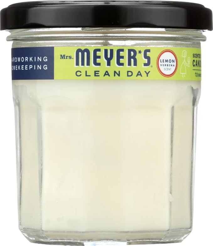 MRS. MEYER'S CLEAN DAY Lemon Verbena Soy Candle, Garden-Inspired Aromatherapy Homekeeping, 35 Hour Burn Time, Made with Essential Oils, 7.2 oz Large Glass Jar Candles (Pack of 2)