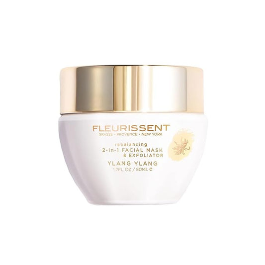 Fleurissent Harmony Elixir – Ylang Ylang 2-in-1 Facial Mask & Exfoliator, Fusion Florale-6 for Intense Hydration & Healthy-Looking Skin, 1.7 FL OZ – Luxurious Skincare Ritual