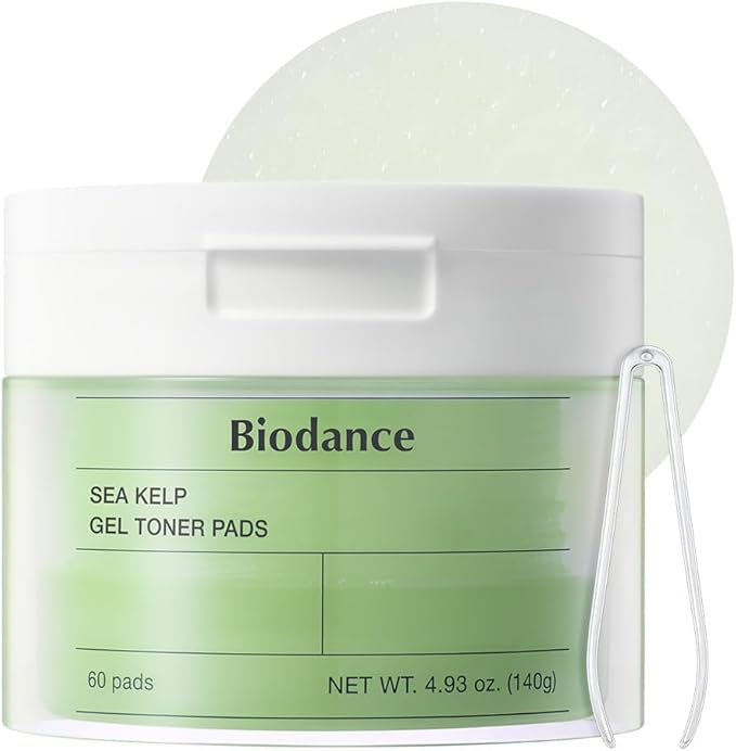 Biodance Sea Kelp Gel Toner Pads, Calming & Balancing Toner Pads for Sensitive Skin, Oil & Sebum Control, Refreshing Blemish Care, Korean Skincare, Stocking Stuffersㅣ4.93 fl.oz.(140g)*60Pads