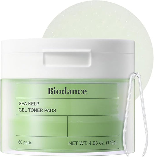 Biodance Sea Kelp Gel Toner Pads, Calming & Balancing Toner Pads for Sensitive Skin, Oil & Sebum Control, Refreshing Blemish Care, Korean Skincare, Stocking Stuffersㅣ4.93 fl.oz.(140g)*60Pads
