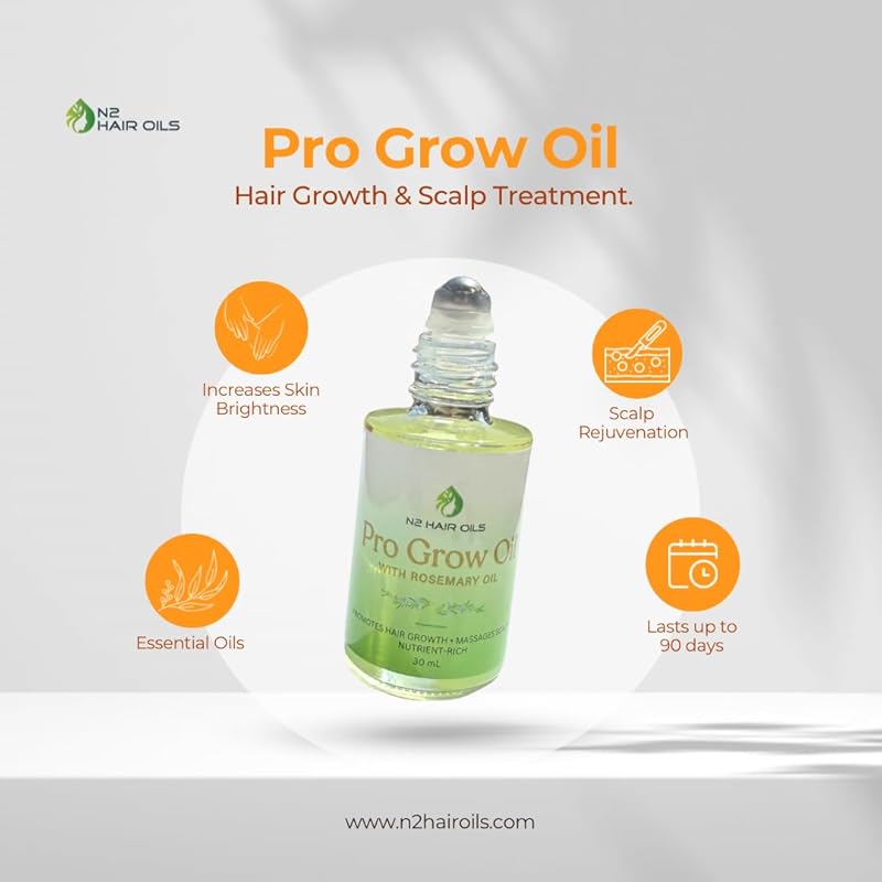Hair Growth Oil, Scalp Treatment, Scalp Massage Oil, 100% Natural Oils, Essential Oil Blend, Nutrient-Rich, Roll On (0.33 Fl oz)