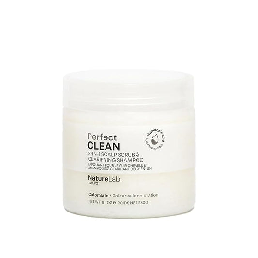 NatureLab.TOKYO Perfect Clean Scalp Scrub & Clarifying Shampoo - Exfoliating Sugar Crystals, Probiotic Sake Water, Hyaluronic Acid - 2-in-1 Deep Scalp Cleanser for Shine & Hydration, 8.1 oz, Original