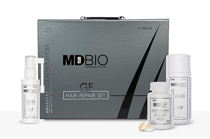 MD PLUS BIO Hair Transplant Repair Set - Hair Care Package with Shampoo, Serum and Multivitamins - Advanced Hair Care Products Containing Biotin, Keratin, Collagen – (3 Months)