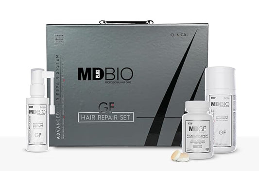 MD PLUS BIO Hair Transplant Repair Set - Hair Care Package with Shampoo, Serum and Multivitamins - Advanced Hair Care Products Containing Biotin, Keratin, Collagen – (3 Months)