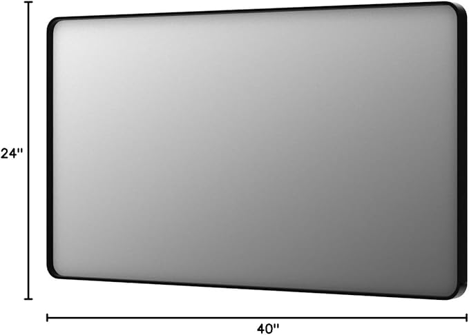 LOAAO 40x24 Inch Black Metal Framed Bathroom Mirror for Wall, Matte Black Bathroom Vanity Mirror Farmhouse, Large Rounded Rectangle Mirror, Anti-Rust, Hangs Horizontally or Vertically