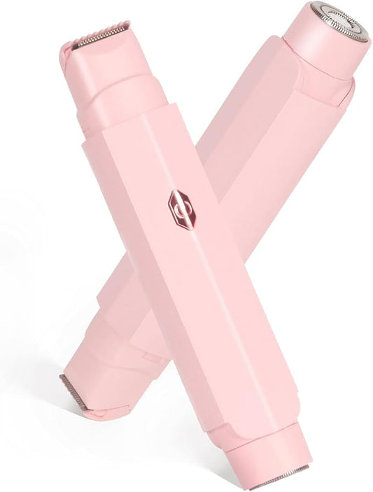 2-in-1 Bikini Trimmer for Women & Electric Women's Shaver,Rechargeable,Gentle Hair Removal for Sensitive Skin(Pink)