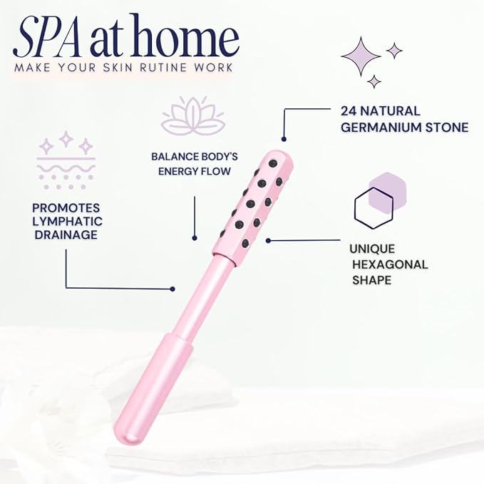 Radiance Roll 24 Germanium Stone Roller for Holistic Skincare to Improved Circulation - Uplift Massaging Beauty with 24 Germanium Stones [Rose Gold]