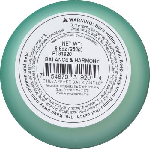 Chesapeake Bay Balance + Harmony Scented Candle Water Lily Pear Fragrance 50 Hours Burn Time Warm & Decorative Soy Wax Blend