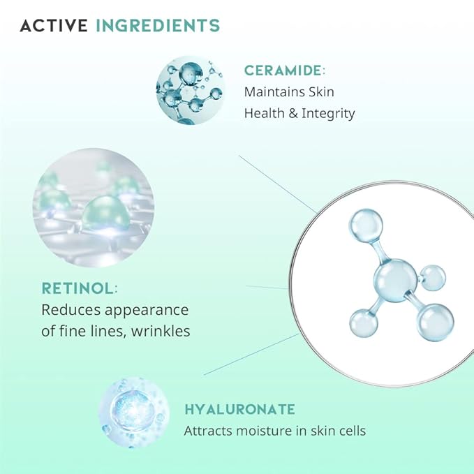 Retinol Eye Cream Serum For Wrinkle Lift, Anti Aging, Under Eye Bag, Puffy Eyes and Dark Circles Treatment, Ceramide, Hyaluronate, Korean Vegan Facial Serum 30g