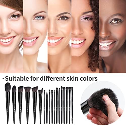 BS-MALL Makeup Brush Set 18 Pcs Premium Synthetic Foundation Powder Concealers Eye shadows Blush Makeup Brushes with black case (C-Black）