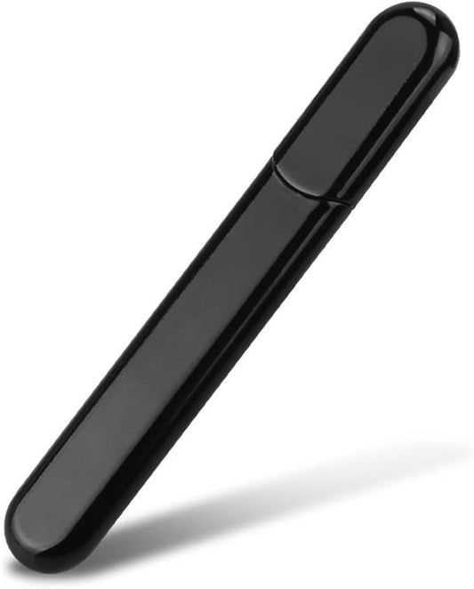 Premium Glass Nail File with Case, Crystal Diamond Salon Best Beauty Nail Buffer for Natural and Acrylic Nails Christmas Gift for Woman and Man,Classic Piano Black