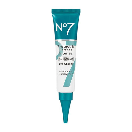 No7 Protect & Perfect Eye Cream - Intense Advanced Under Eye Cream for Dark Circles - Enriched with Hydrating Hyaluronic Acid and Nourishing Shea Butter to Revive Tired-Looking Eyes (0.5 Fl Oz)