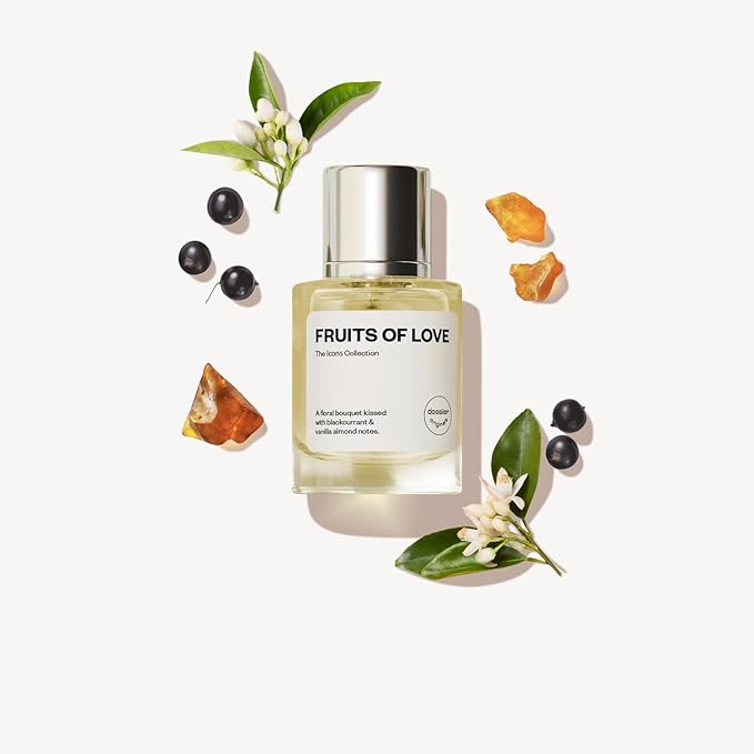 Dossier Fruits of Love - Eau de Parfum for Women - 50ml / 1.7oz - Sweet Fruity Floral Scent with Notes of Blackcurrant, Rose & Vanilla - Clean, Vegan, Long-Lasting Perfume