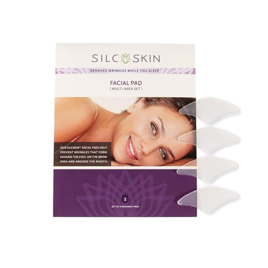 SilcSkin Facial Pad - Multi-Area Set Reusable Pads - Self-Adhesive Silicone Facial Patches - Wrinkle Patches for Eyes - 4 Reusable Facial Pads