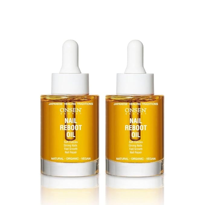 Onsen Secret Nail & Cuticle Repair Oil (2x30ml) - Dry Oil Formula - Japanese Tsubaki, Tea Tree & Jojoba - Strengthens Nails, Repairs Cuticles, Hydrates Skin & Hair - Natural & Vegan