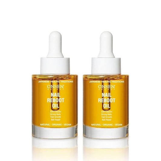 Onsen Secret Nail & Cuticle Repair Oil (2x30ml) - Dry Oil Formula - Japanese Tsubaki, Tea Tree & Jojoba - Strengthens Nails, Repairs Cuticles, Hydrates Skin & Hair - Natural & Vegan