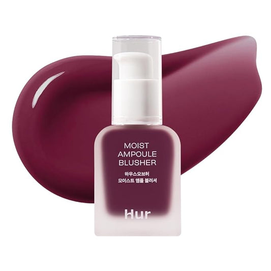 House of Hur Moist Ampoule Blusher with 50% Moisture Essence | Hydrating & Long-Lasting Blush | 0.68fl.oz (9 Shades) (Berry Purple)