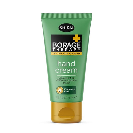 ShiKai Borage Therapy Hand Cream (2.5 oz) | Fragrance Free Moisturizer for Hands & Body | Fast Relief Lotion for Dry Skin | With Oatmeal & Shea