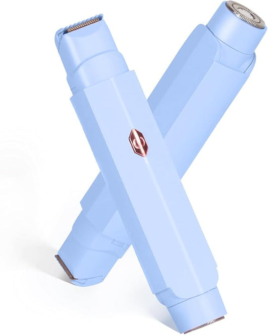2-in-1 Bikini Trimmer for Women & Electric Women's Shaver,Rechargeable,Gentle Hair Removal for Sensitive Skin(Blue)