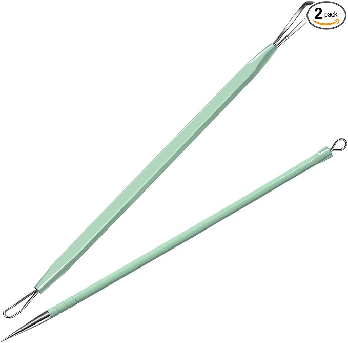 Teenitor Pimple Extractor Acne Treatment Surgical Grade Blackhead Comedone Removal 2-in-1 Popper Tool for Face Nose (Green)