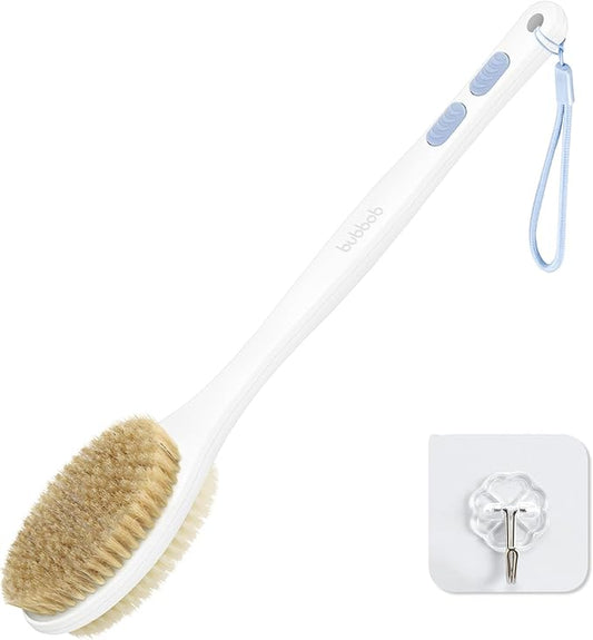 Back Scrubber, Back Scrubber for Shower, Bath Brush Long Handle for Shower with Double Sided Bristles for Wet or Dry Brushing (Blue)