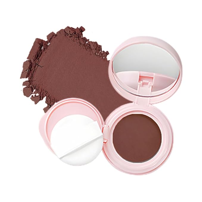 Powder Matte Blush Cheeks Face Makeup for Women With Mirror and Powder Puff Monochrome Blushes Lightweight,Smooth,Blendable,Fade and Transfer-Resistant Baked Blush,Effortless Matte Natural Finish