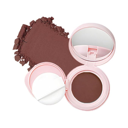 Powder Matte Blush Cheeks Face Makeup for Women With Mirror and Powder Puff Monochrome Blushes Lightweight,Smooth,Blendable,Fade and Transfer-Resistant Baked Blush,Effortless Matte Natural Finish